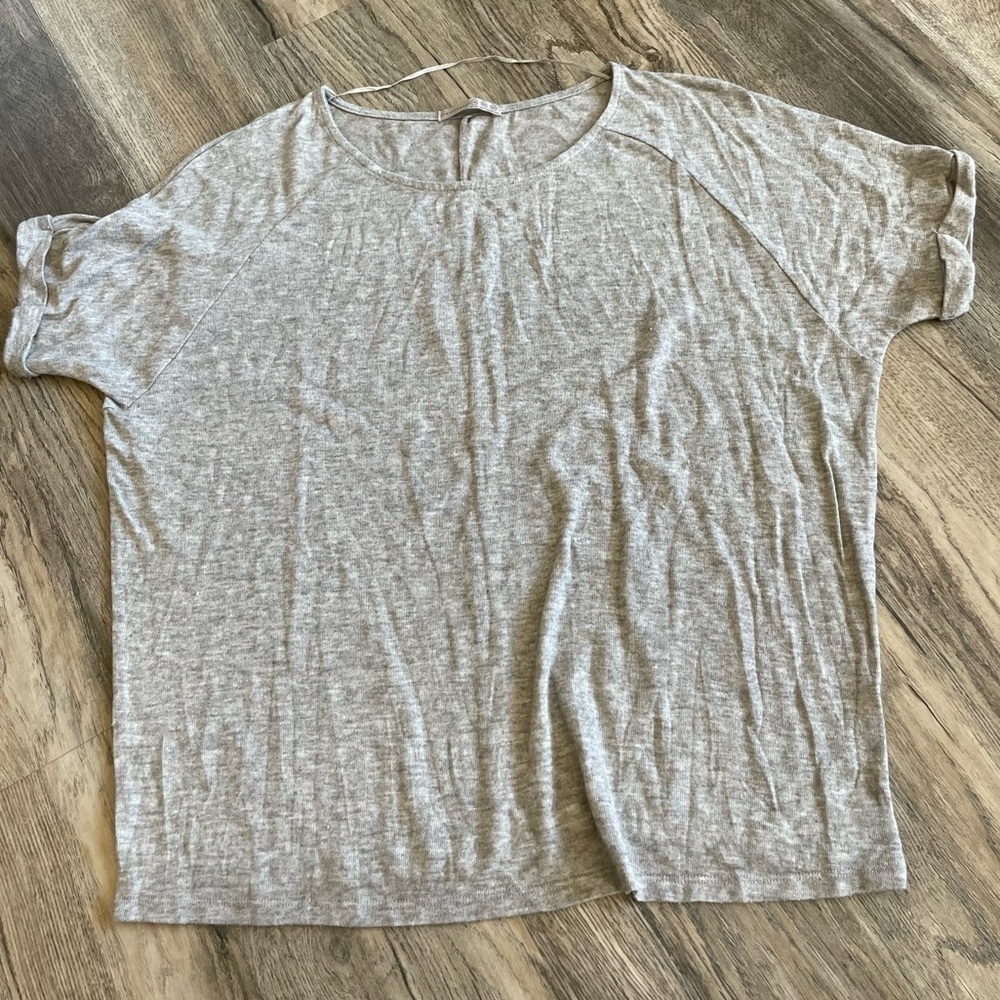 Atmosphere Grey Women’s Knit Short Sleeve Sweater, European size 40, US size M